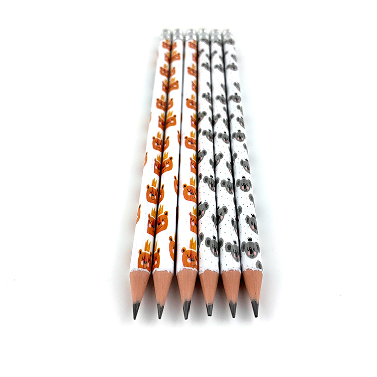School Child Koala Pattern 7.5 Inch Plastic Hb Lead Pencil with Top Eraser