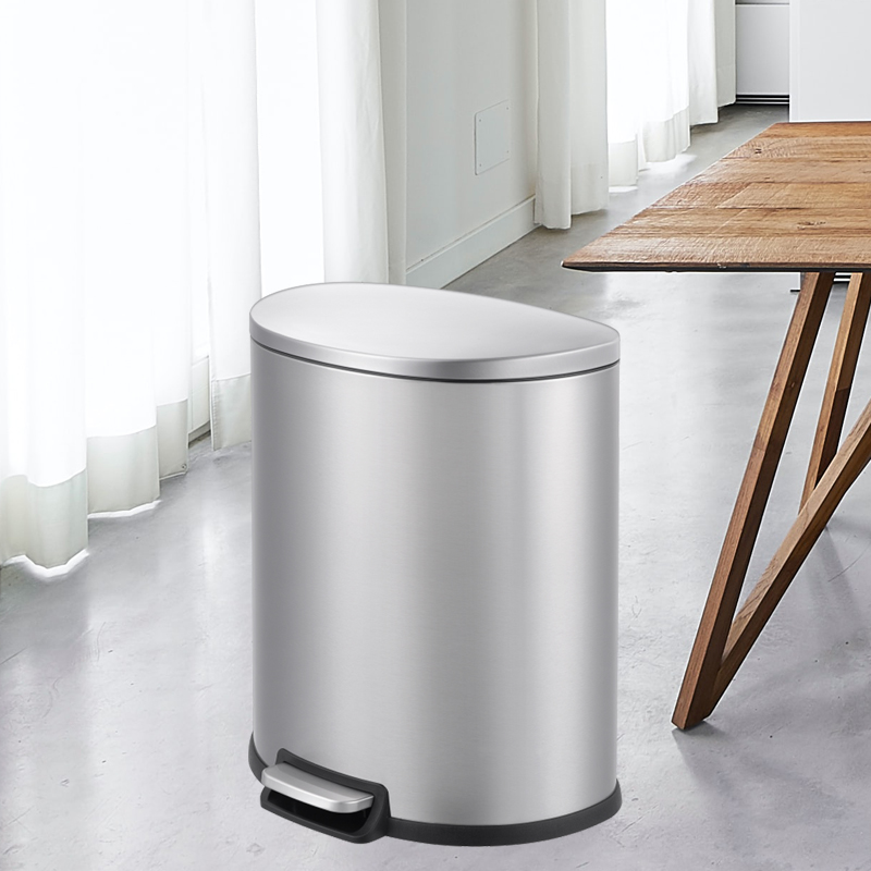 6L 50L semi round household kitchen stainless steel pedal bin with silent close lid SW6844
