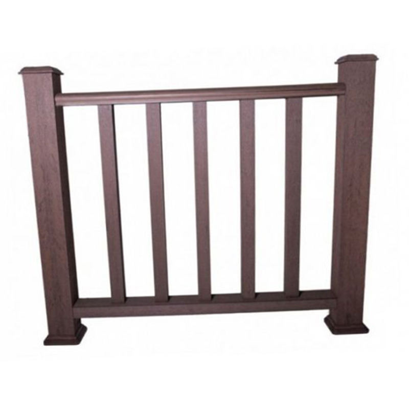 Outside Handrail Round Balusters Brown Composite Deck Solid wood WPC Railing