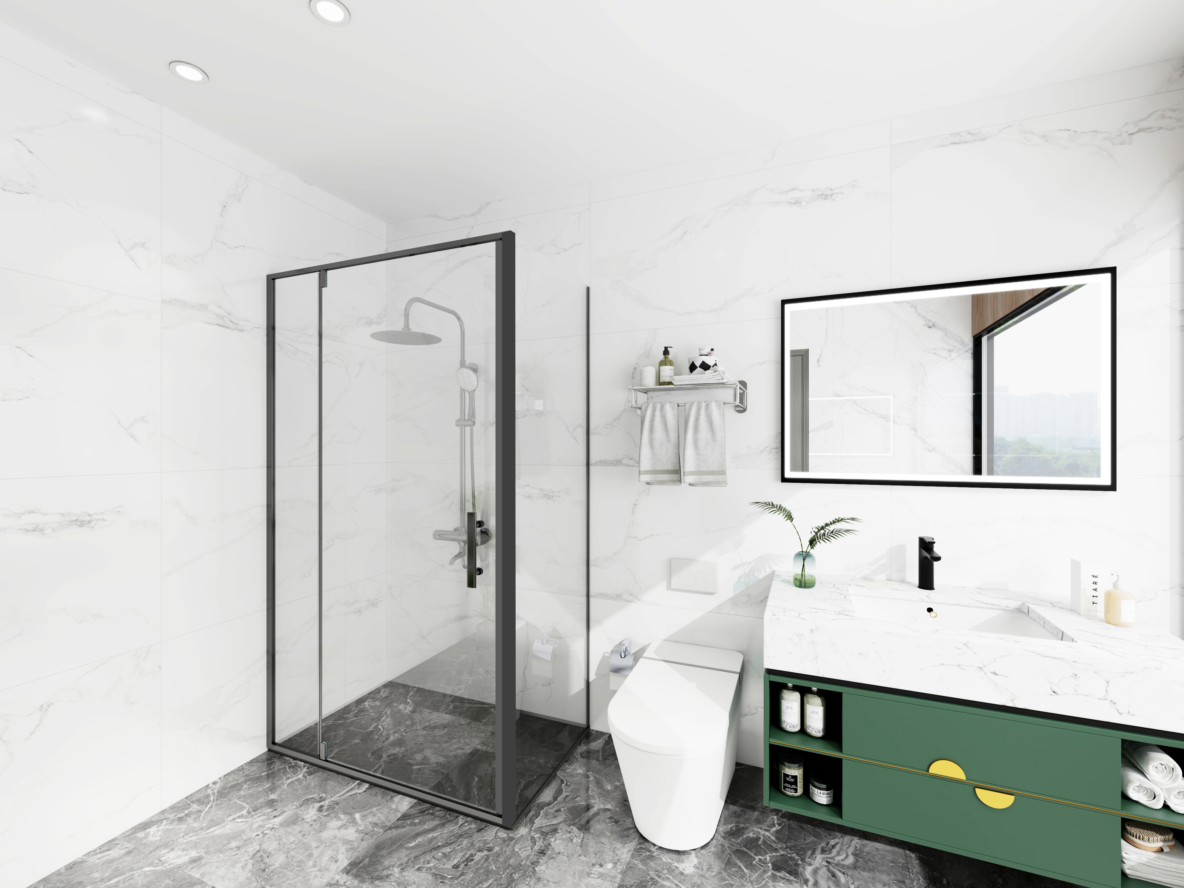 High Quality Shower Enclosure Aluminum Shower Room Single Pivot Shower Door