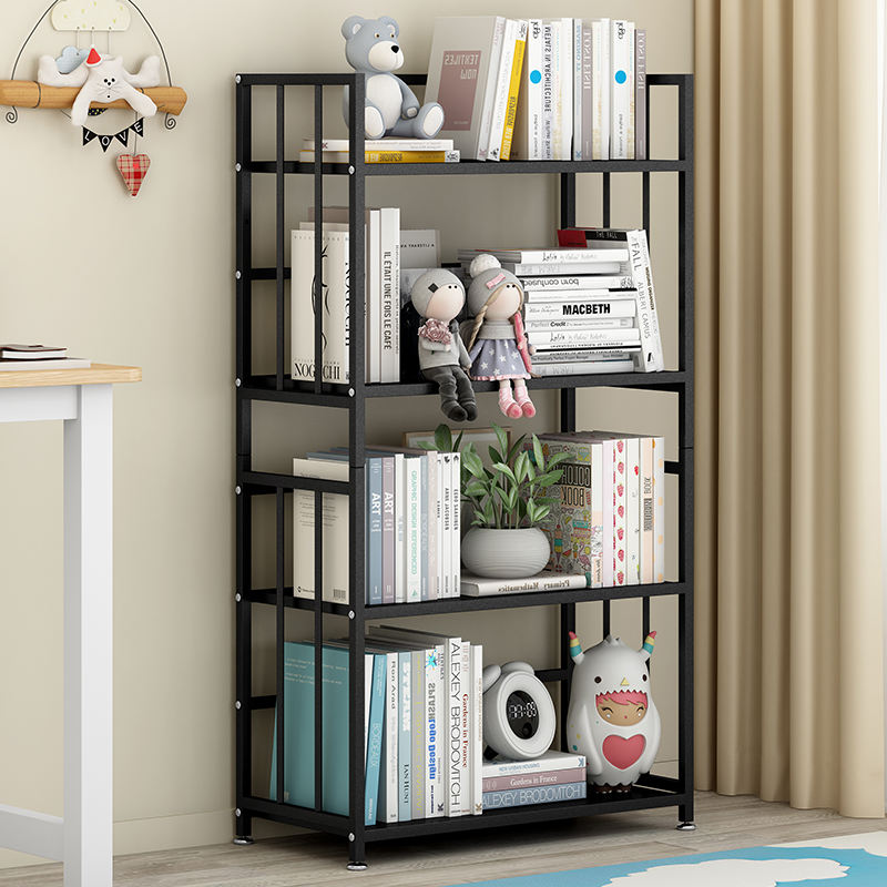 Living room multifunctional 4-layer white storage rack office bookcase kids bedroom metal bookshelf