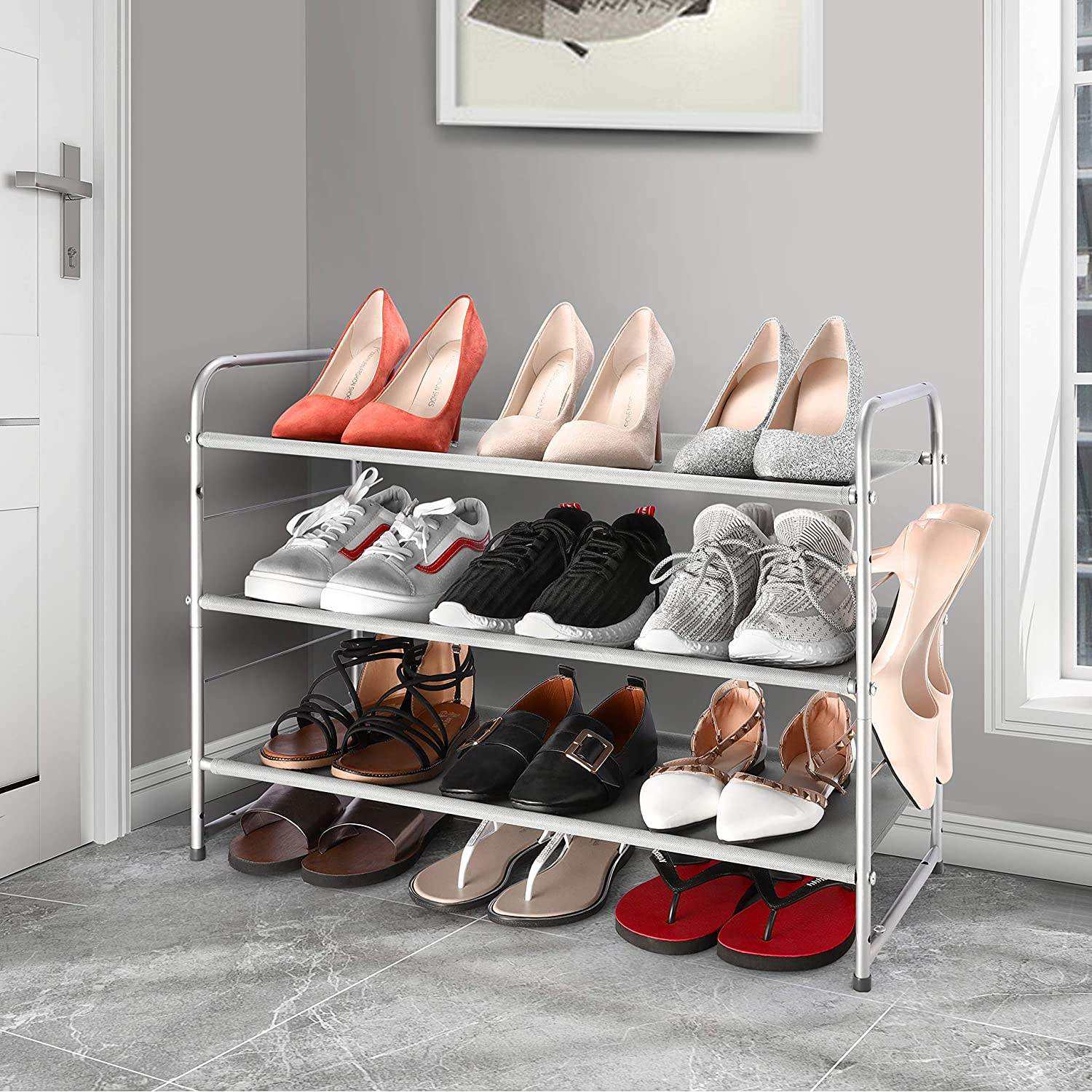 Trending 3-Tier Stackable Expandable Adjustable Fabric Shoe Stand Shelf Storage Organizer Shoe Rack