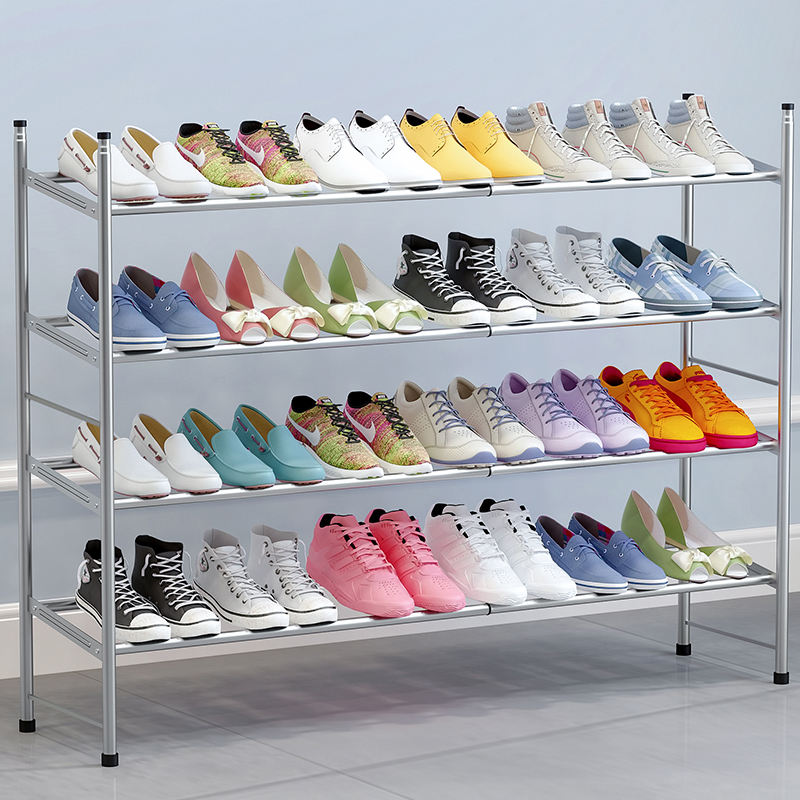 Factory 4-layer cheap shoe storage rack adjustable shoe stand entryway metal shoe rack