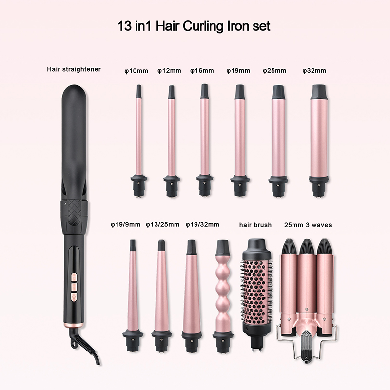 Hot Selling Adjustable Temperature Flat Iron Dual Voltage hair curler Wand 360 Curling Iron Set