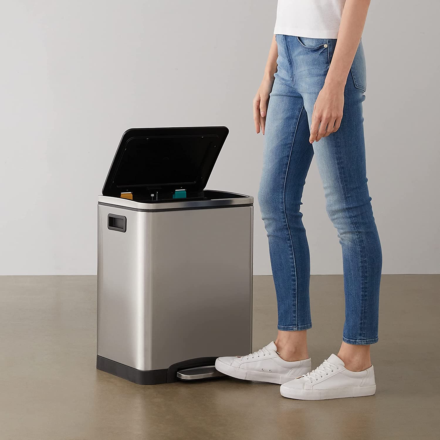 15L 30L household kitchen foot pedal dual compartments recycle bin with cover SW6809