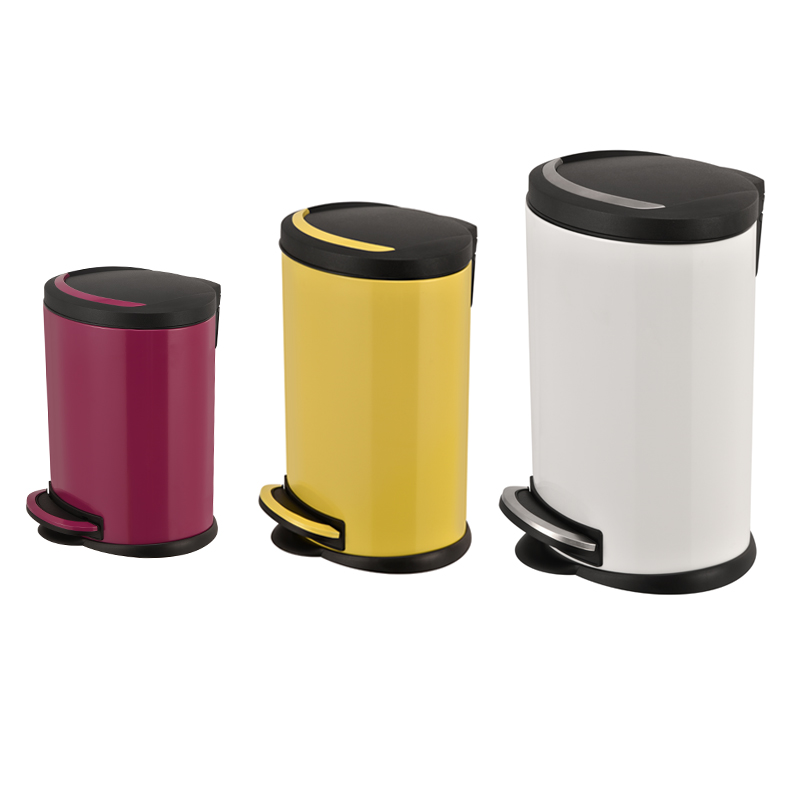 Household home use oval 5L/12L/20L/30L stainless steel powder coated foot pedal trash can with lid