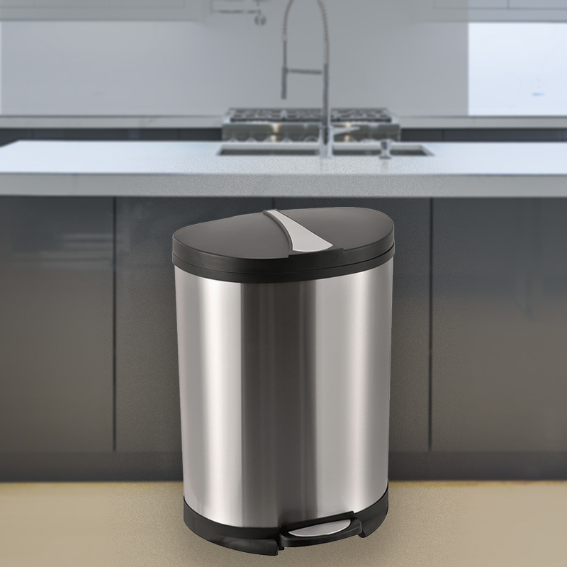 13 gallon large rectangular slow closing stainless steel kitchen trash bin with foot pedal SW6848