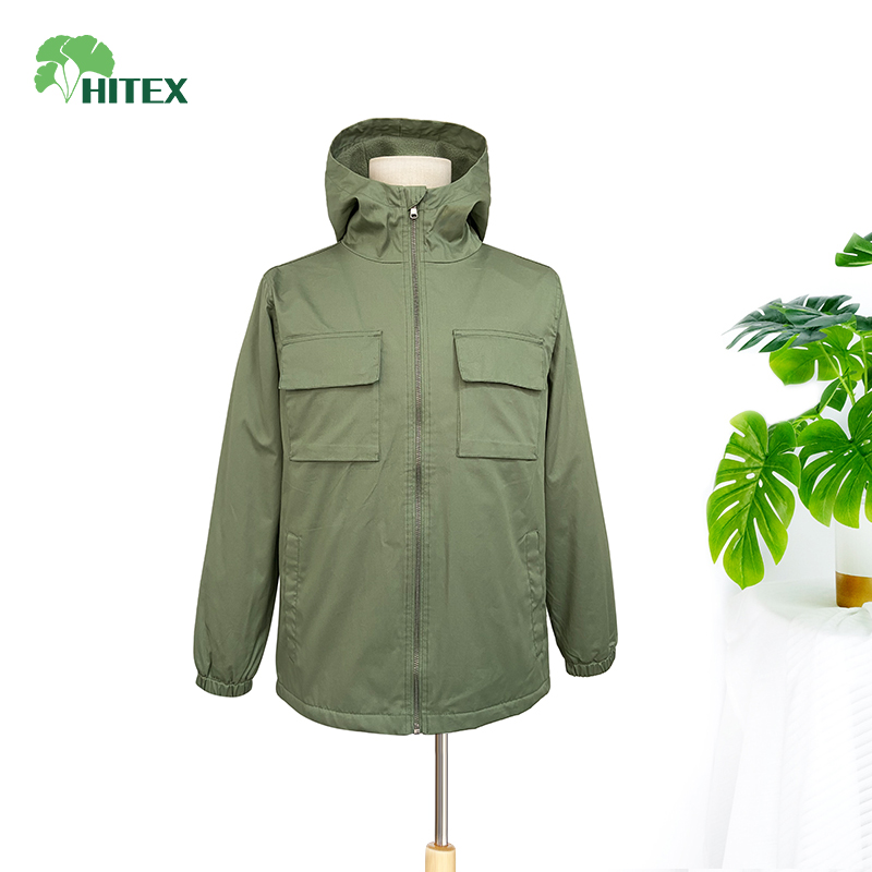 Boy's Multi-Pockets Medium-Long Leisure Sports Coat With Hood And Polar Fleece Lining