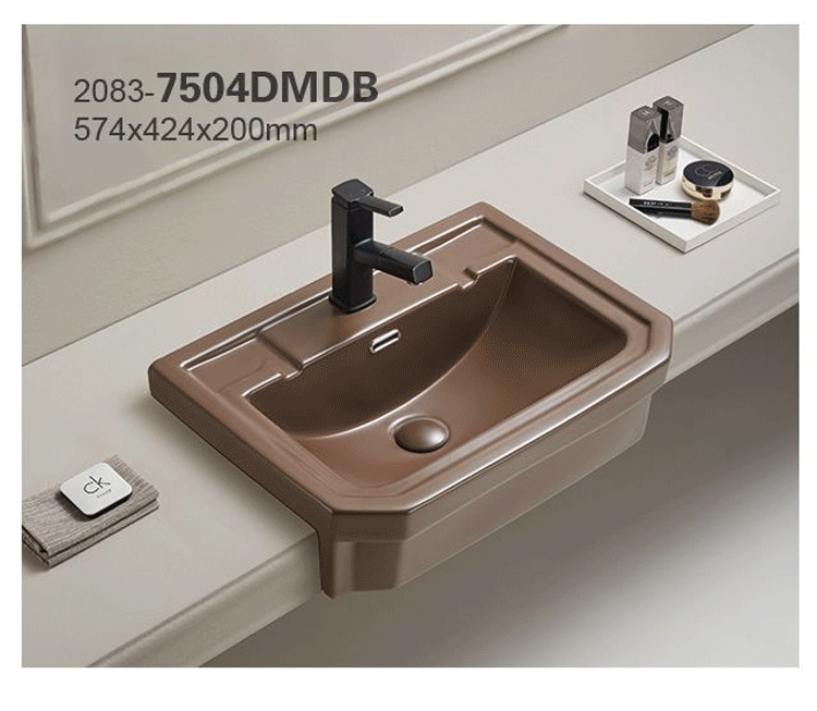 New Design Modern Semi-counter Top Recessed Vanity Ceramic Made Cabinet Wash Basin Bathroom Sink