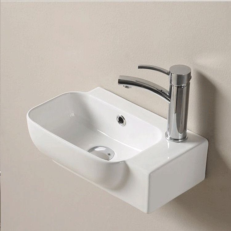 Ceramic vessel sink wall mount small half bathroom corner basin left and right hand wash basin sink