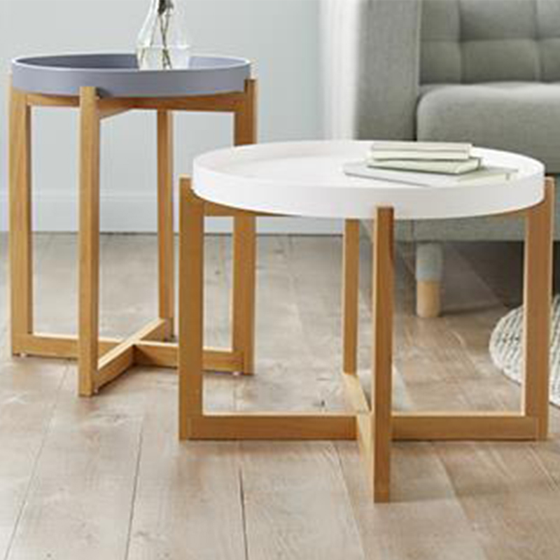 Wooden Coffee Table with Cross Legs