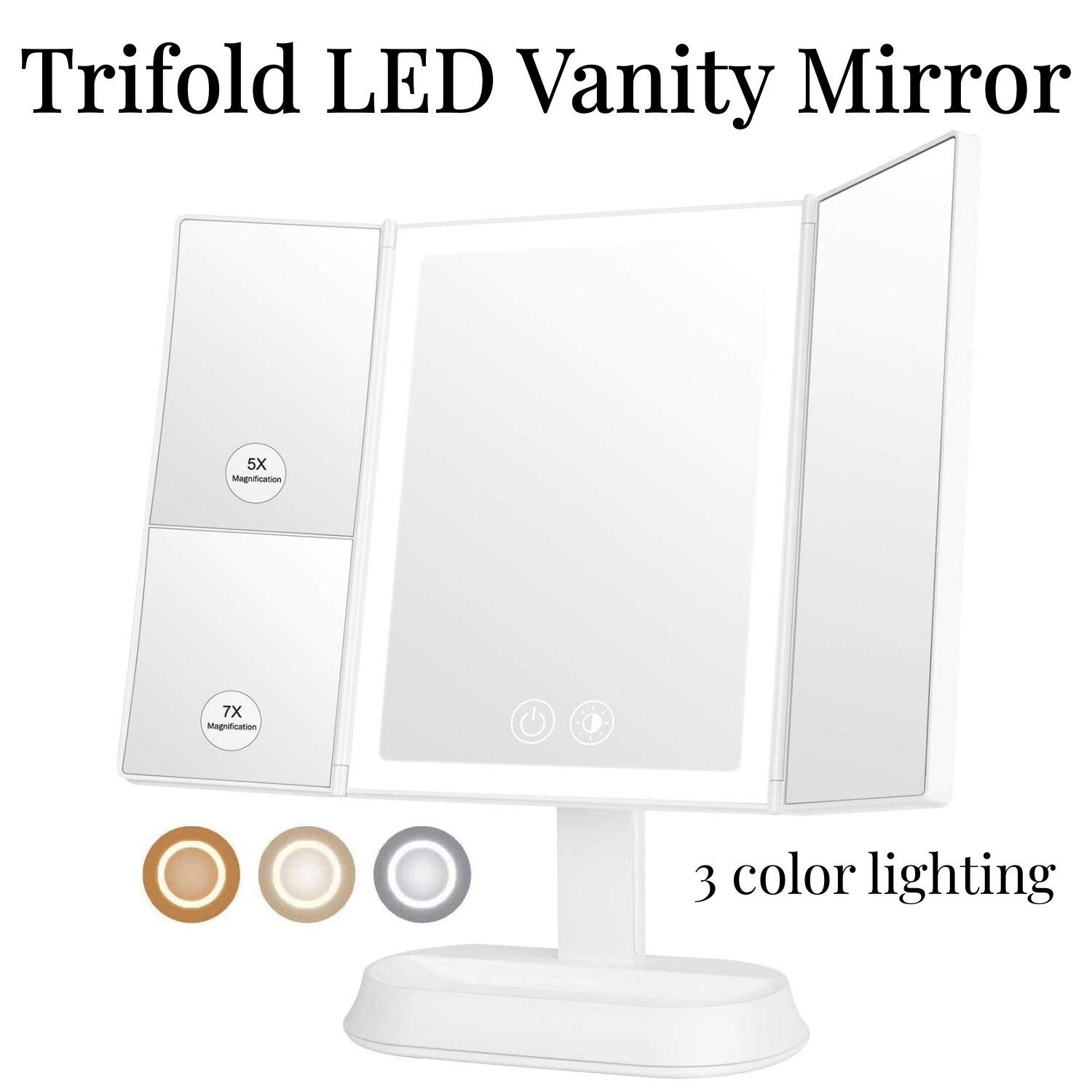 Trifold LED Vanity Mirror