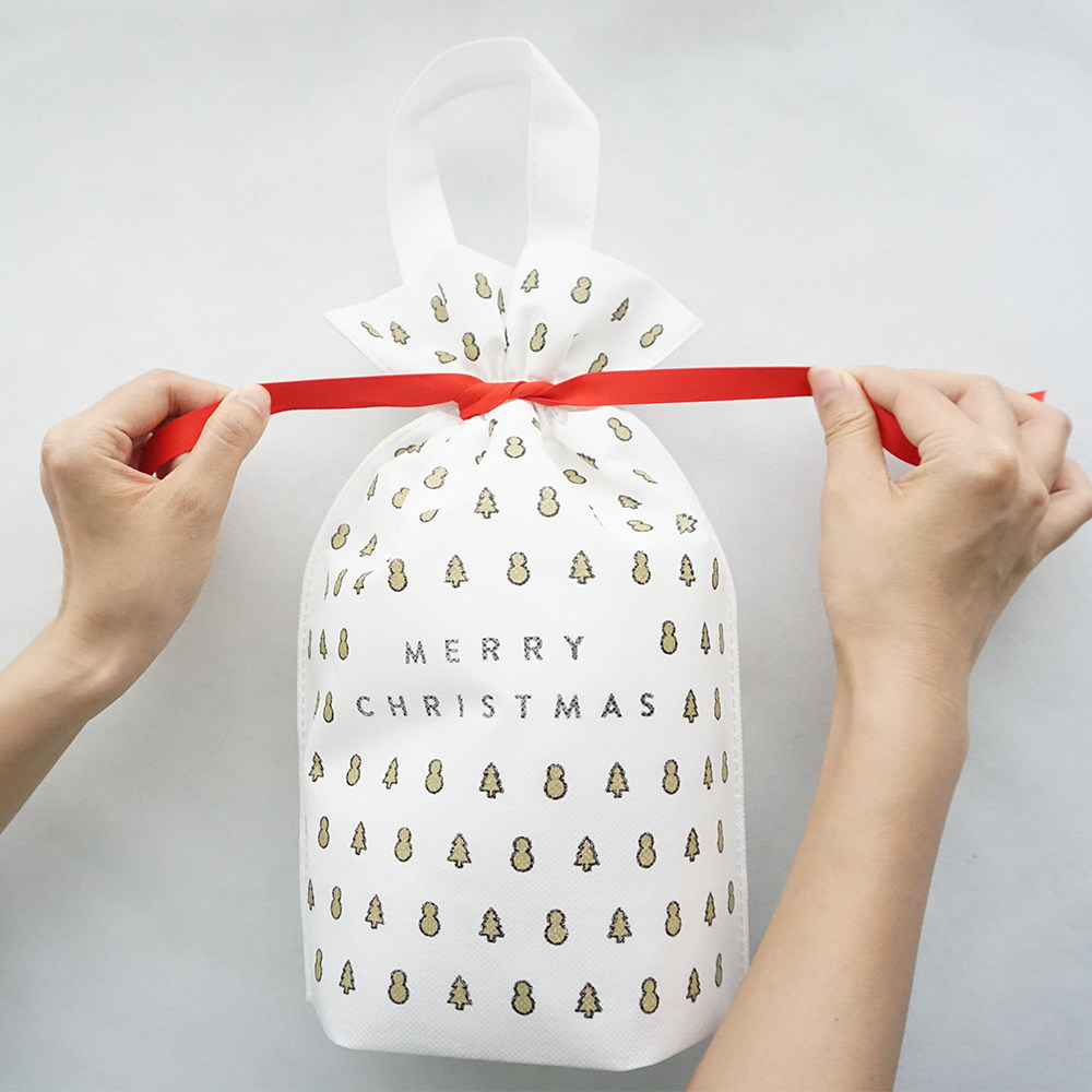 White Non-woven Christmas Tree Pattern Gift Packing Bags