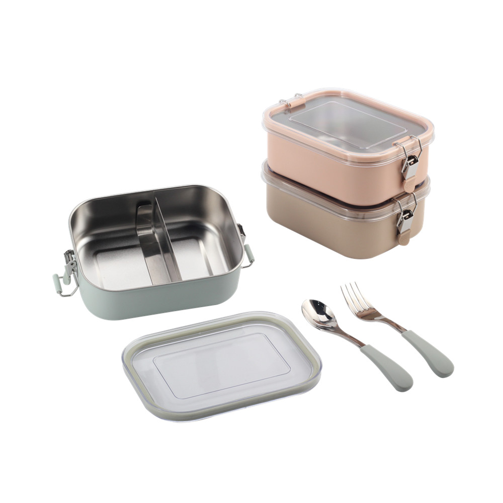 Stainless steel color painting lunch box with transparent lid