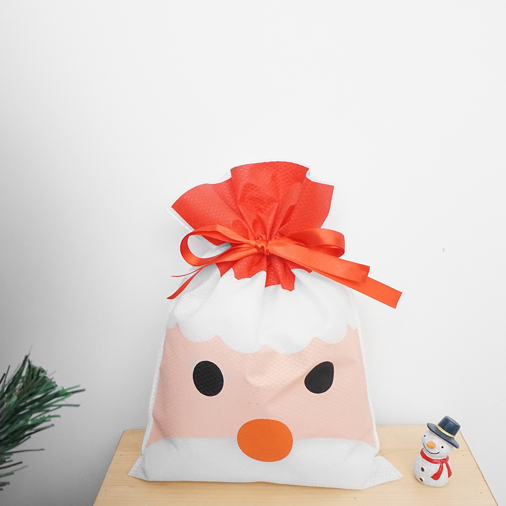 Red Santa Pattern Christmas Non-woven Drawstring Gift Packing