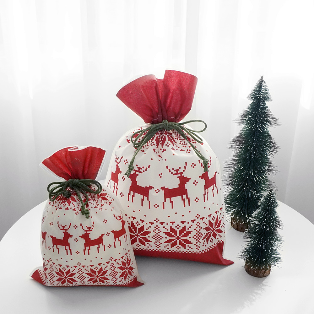 Red Non-woven Christmas Reindeer Gift Pacakging Bags Nordic Style