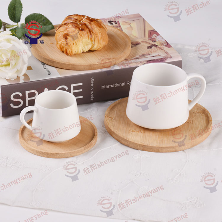 Shengyang porcelain coffee cups set with bamboo sauces