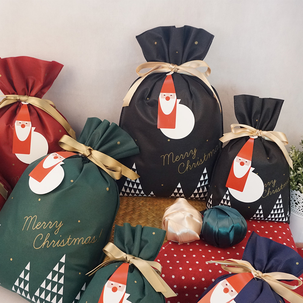 Christmas Santa Pattern Nonwoven Gift Bag Cheap Price Purple Color Non-woven Bag