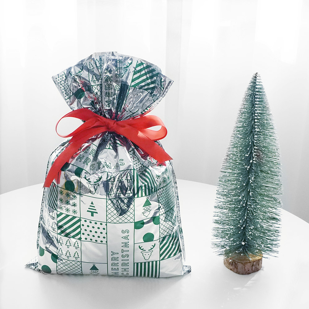 Green Cartoon Pattern CPP Plastic Christmas Gift Bag