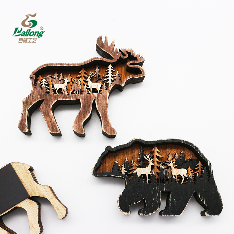 Wooden multilayer animal shape ornament