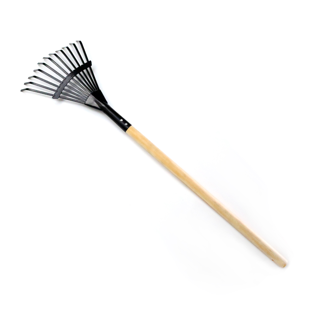 Wooden handle rake