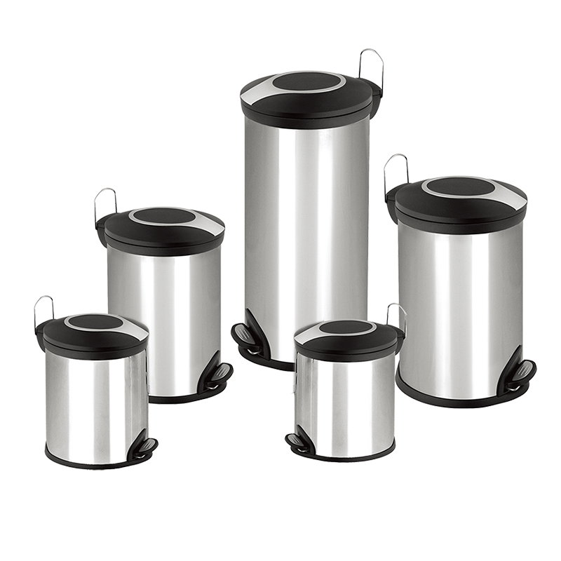 5L 12L 20L 30L oval shape household foot pedal metal garbage bin with plastic black lid SW6830A