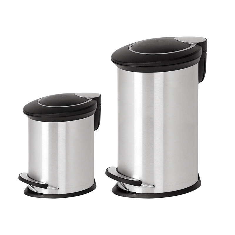 Oval quiet close steel foot operated kitchen bathroom garbage can with back handle SW6830A