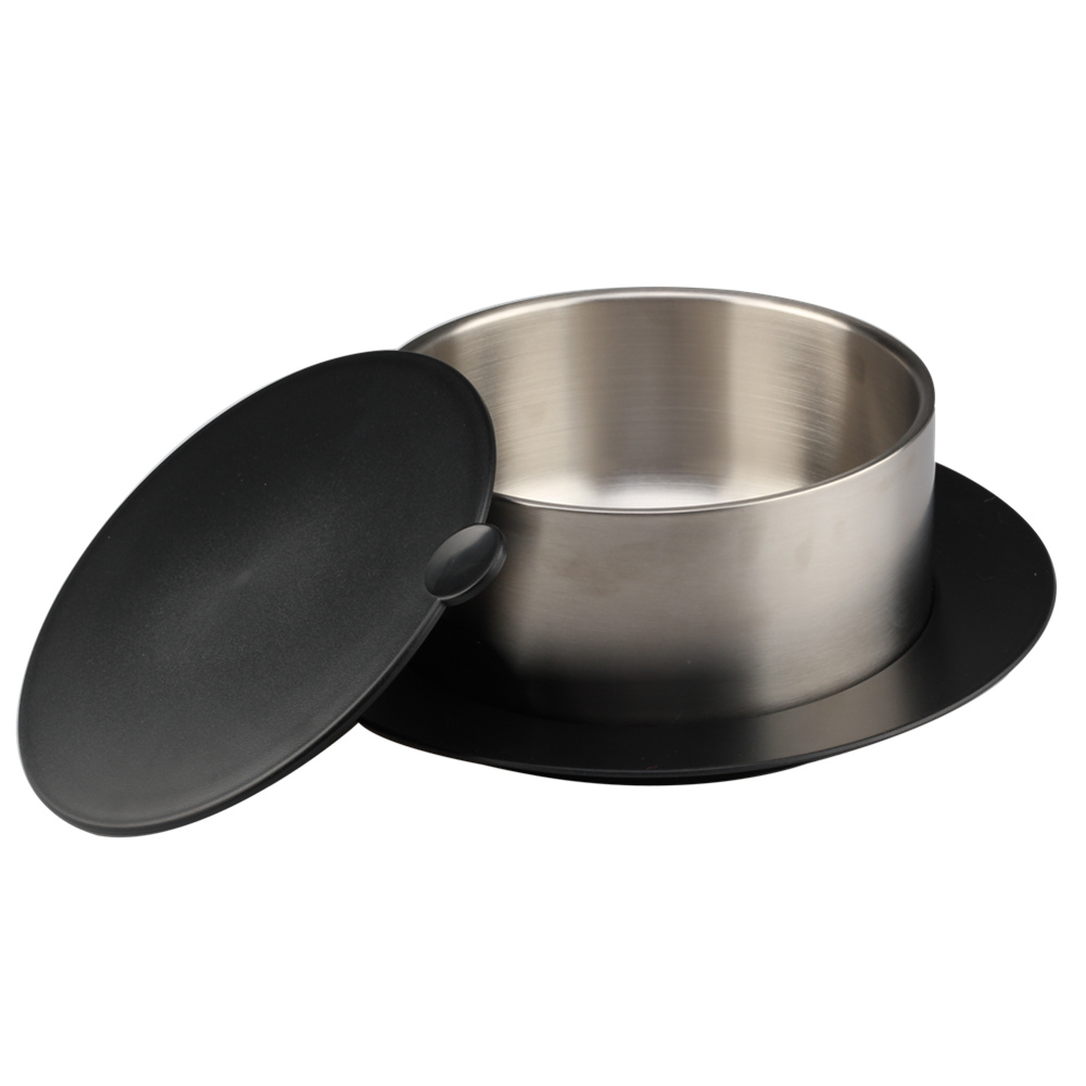 Stainless steel double wall bowl with tray and lid