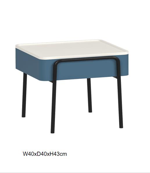 Blue MDF Coffee Table With Metal Leg