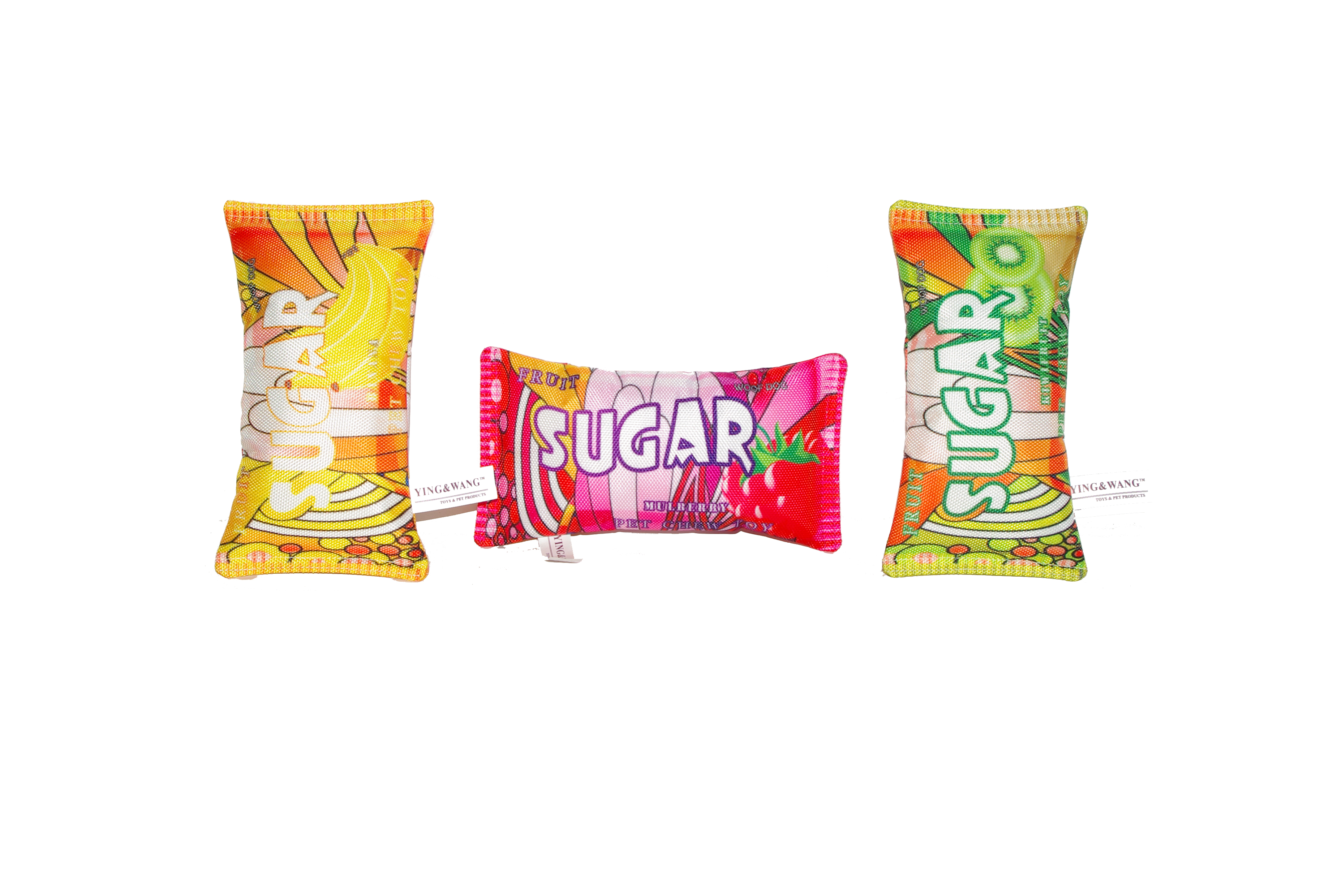 Woof Printed Sugar Pet Toy Chew Dog Toy with Squeaker