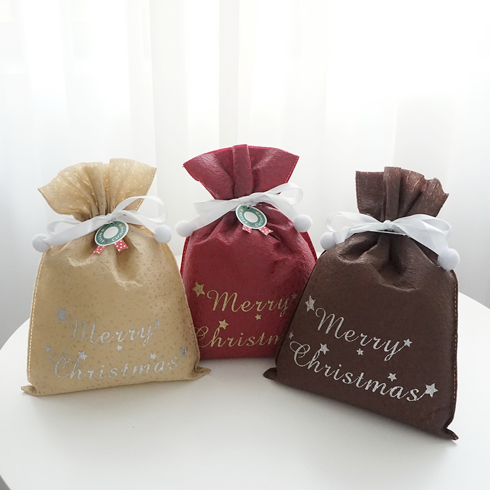 Yellow Star Embossed Non-woven Christmas GIft Wrapping Bag