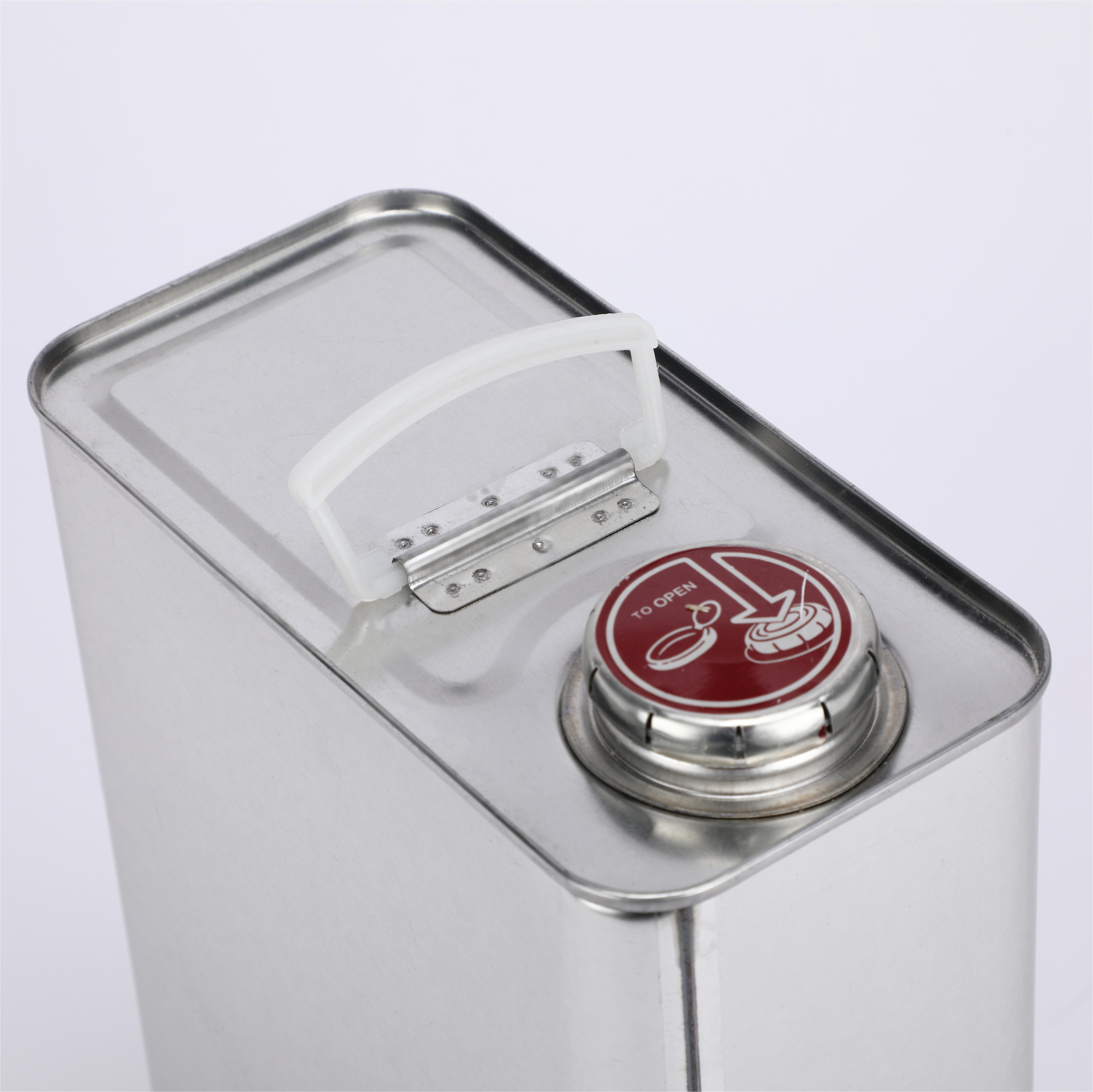 Square tin can with squeeze cap
