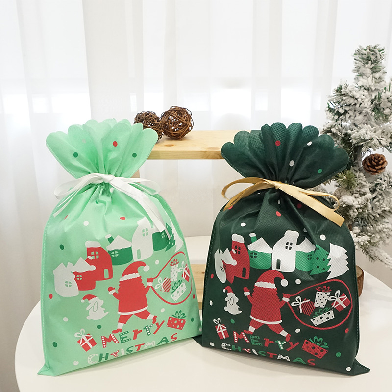 Christmas Green Drawstring Bag Ideas For Wrapping Gift