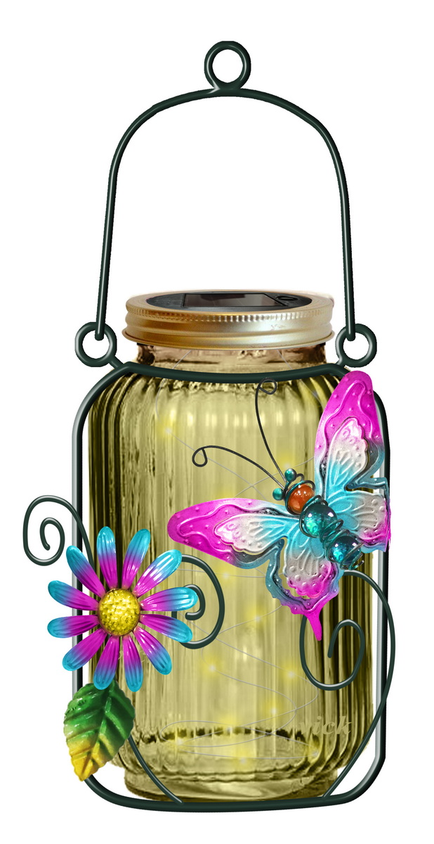 Outdoor garden color glass solar wind lamp
