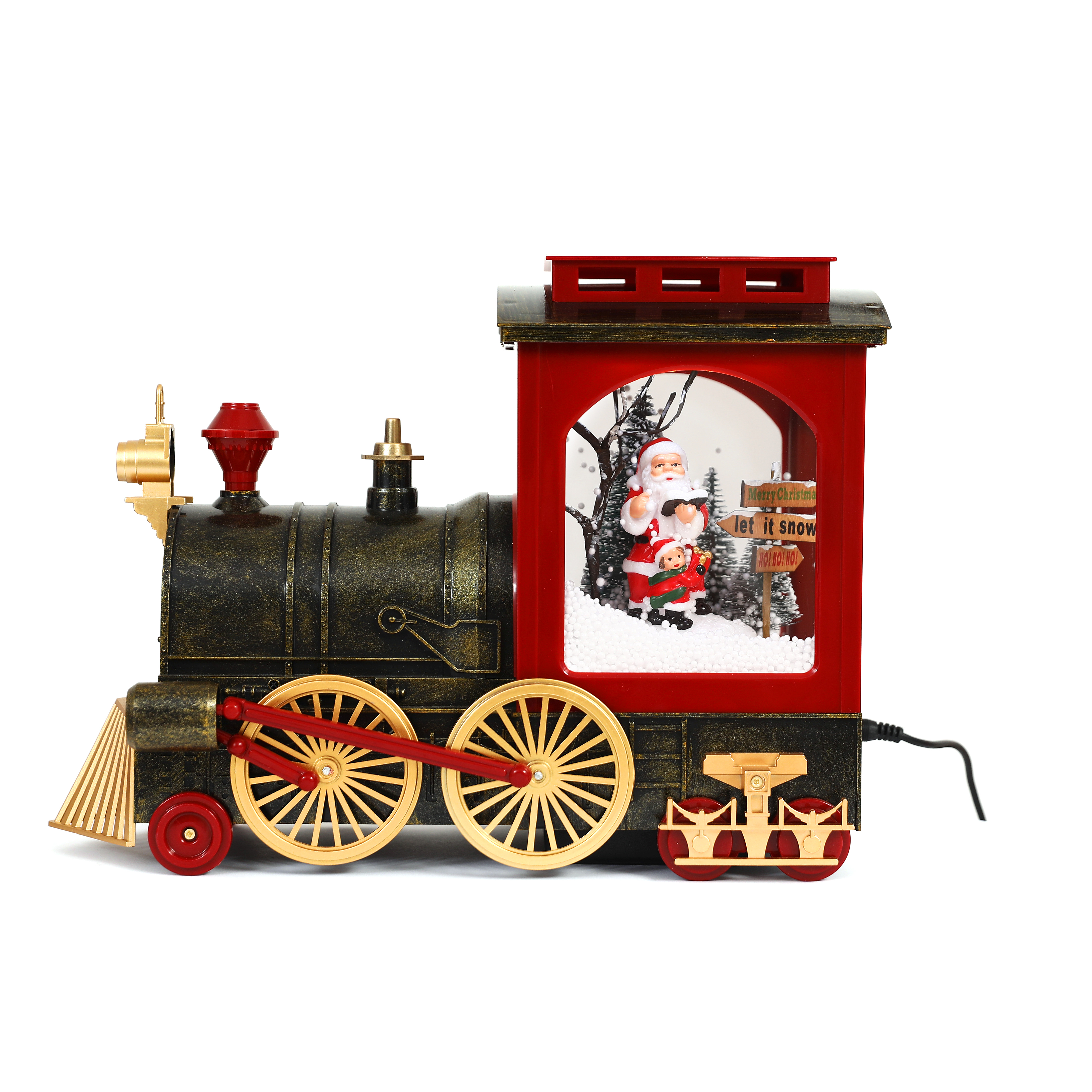 Little angel with Christmas Snowing Old Fashion Train for Christmas decorations