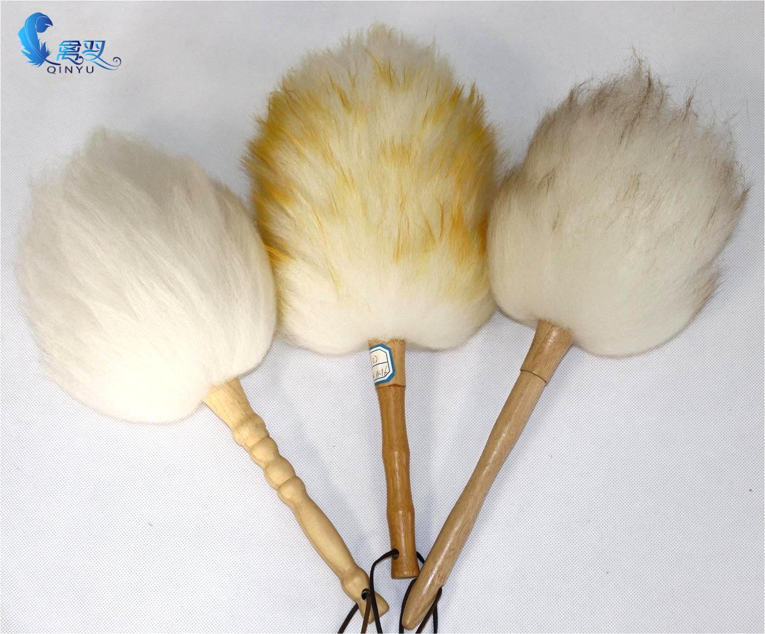 small wool duster with bamboo handle