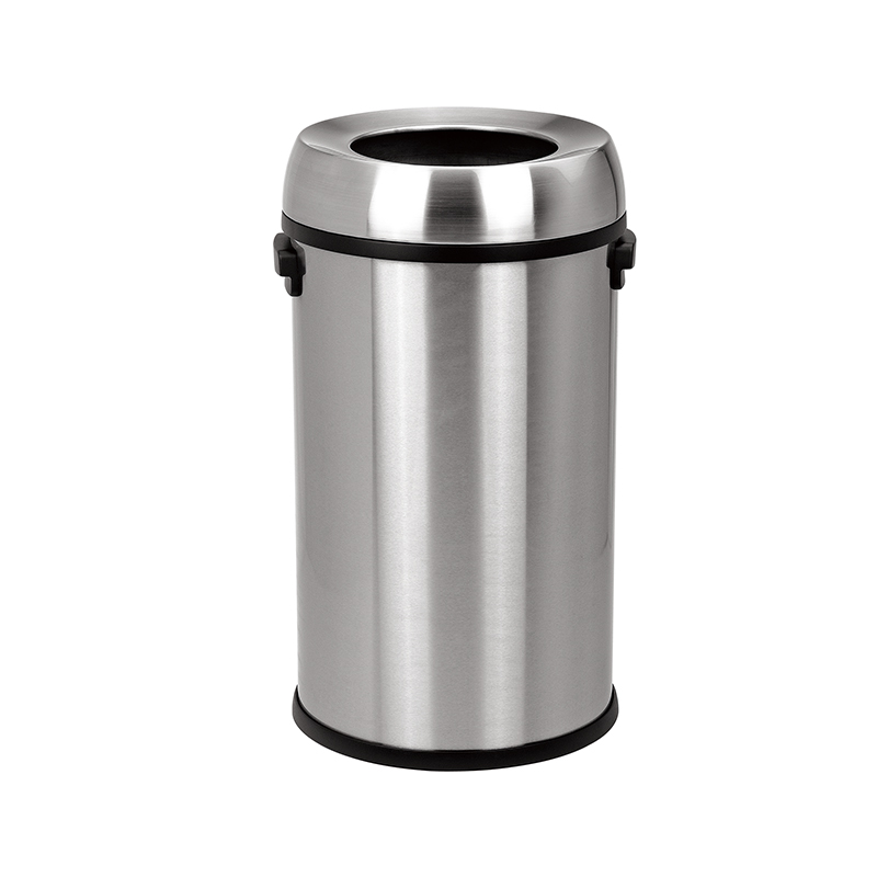 65 liter large capacity waterproof round 430 stainless steel hotel commercial trash can without lid