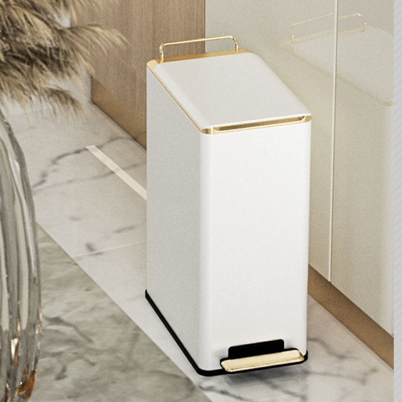 7L 10L metal rectangular slim design soft closing foot operated trash can SW6822M