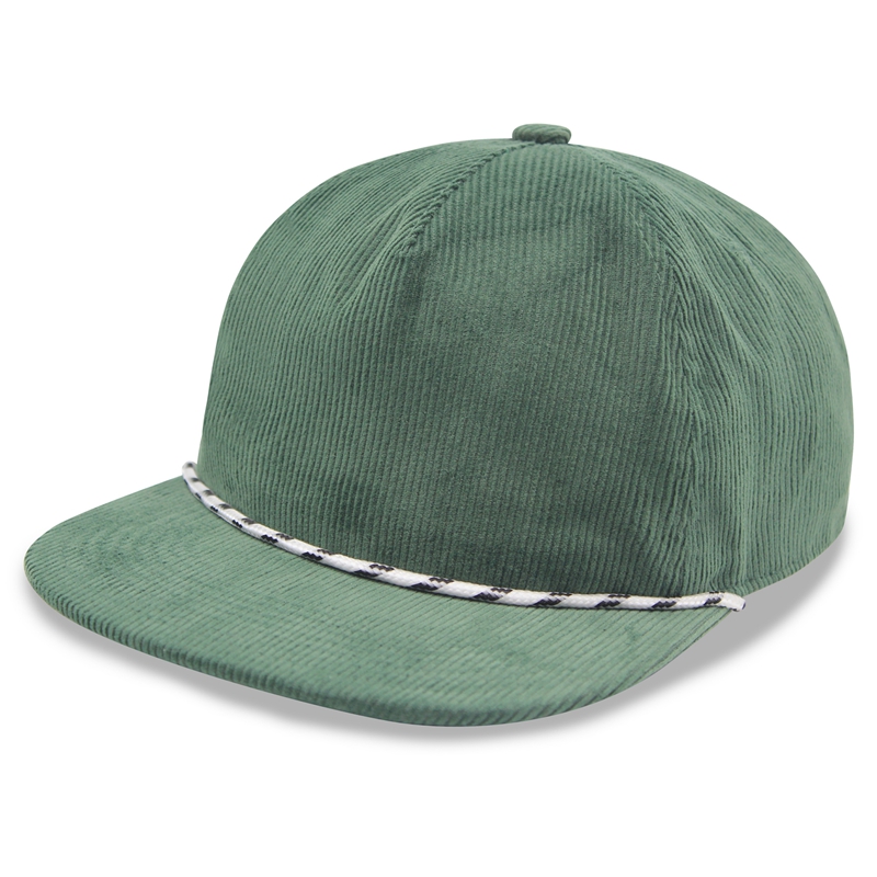 5 panel unconstructed flat bill snapback