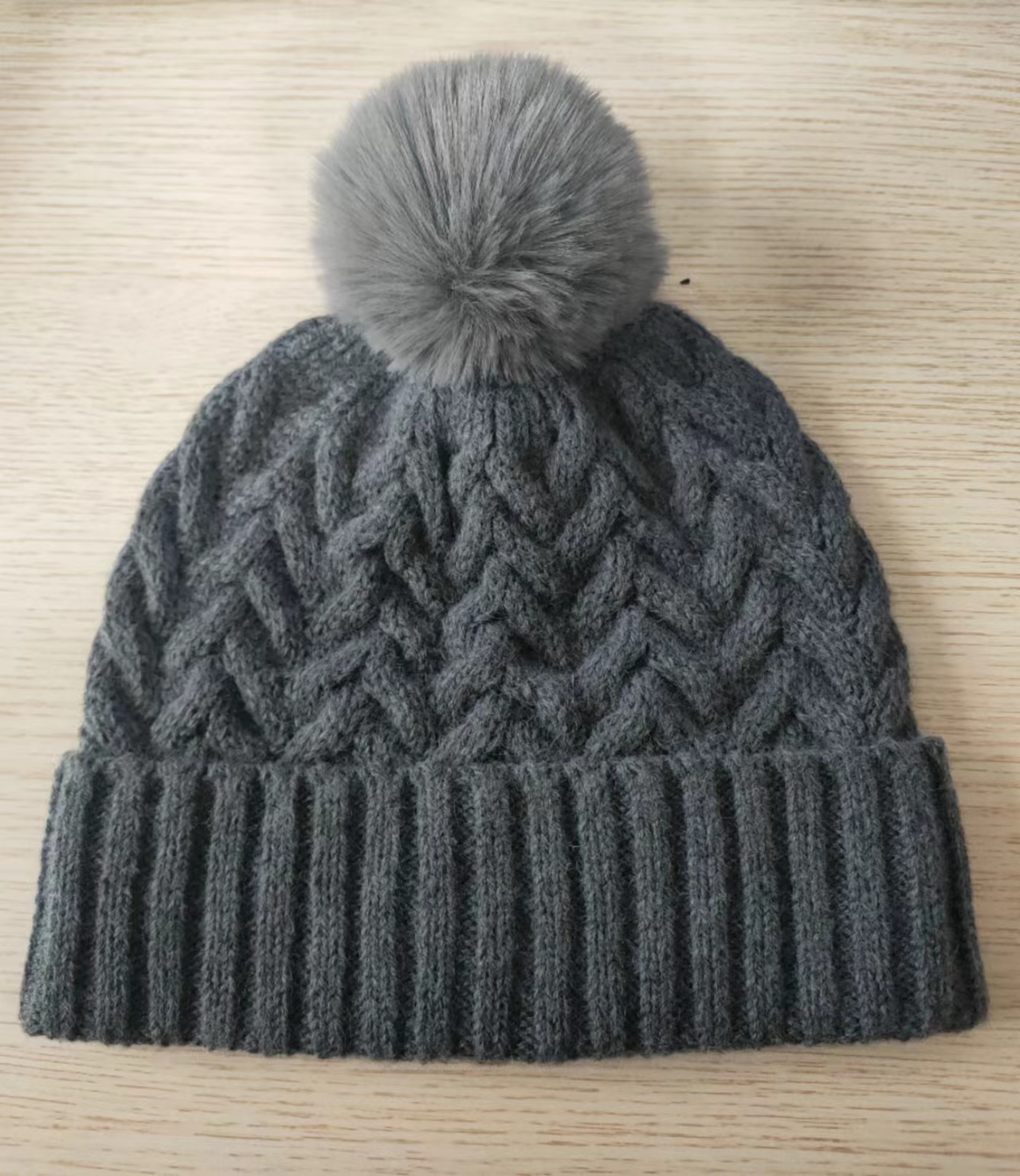 Hat,Regenerated polyester,wool blend,grey,ball top