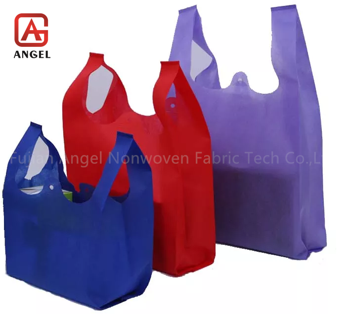 Fujian Angel Eco-friendly Nonwoven 40g T-shirt Bag Degradable Bag for Supermarket