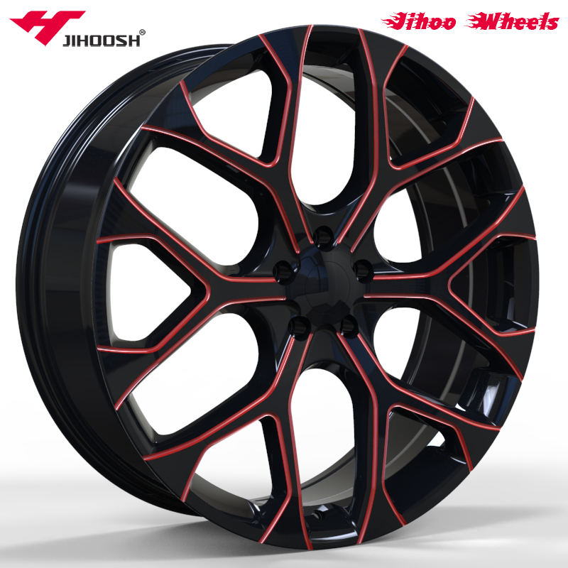 black + red wheel rim,22 inch wheel rim,AZ9909 of Jihoo Wheels