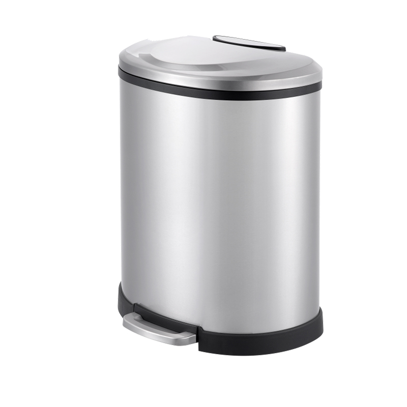 13 gallon household kitchen stainless steel foot operated trash can with PP inner bucket SW6804A