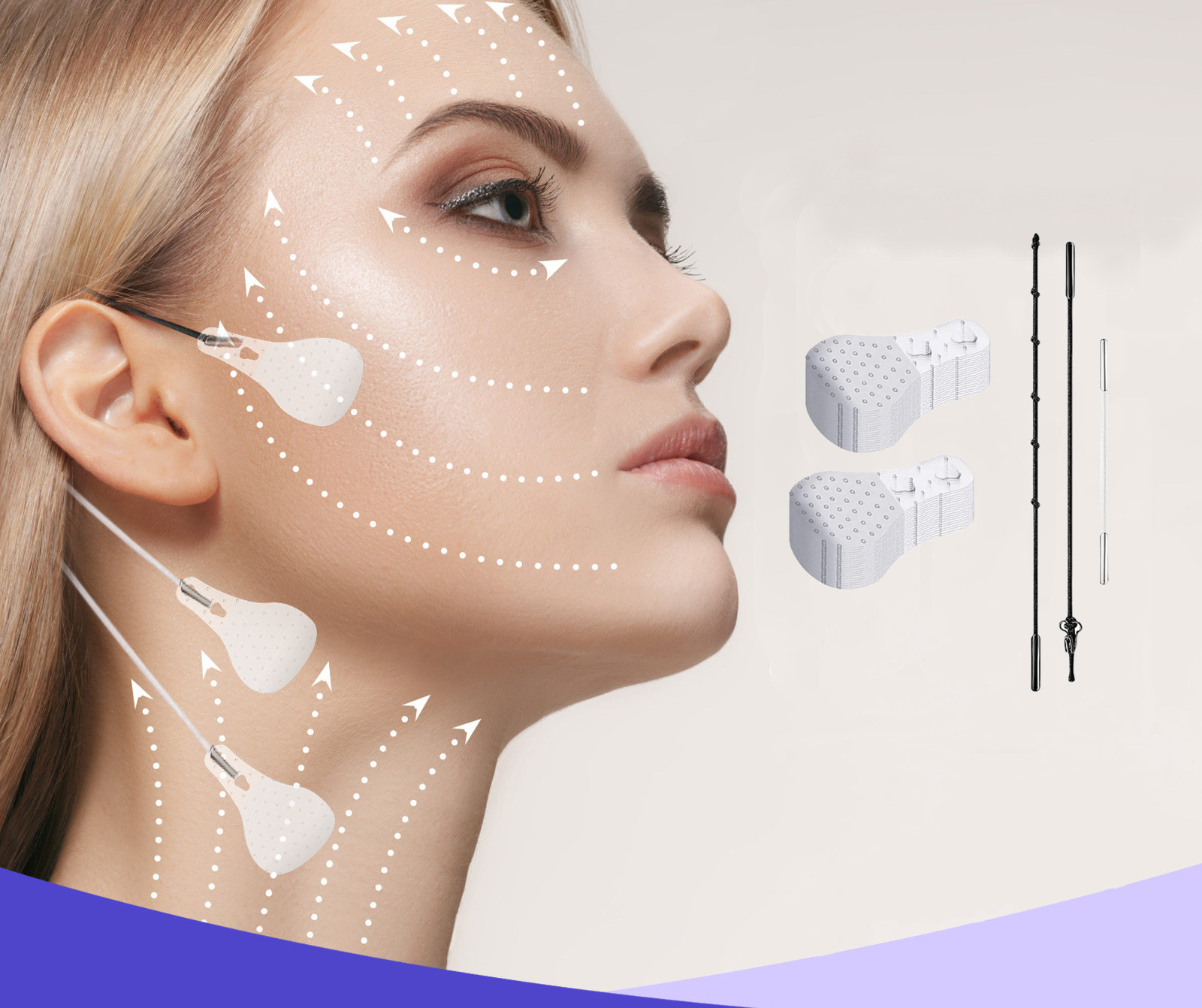 Face Tape Lifting Invisible with Lifting Ropes Elastic