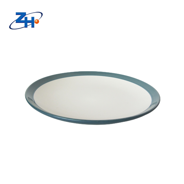 10.5inch Matte white color dinner plate with colored rim