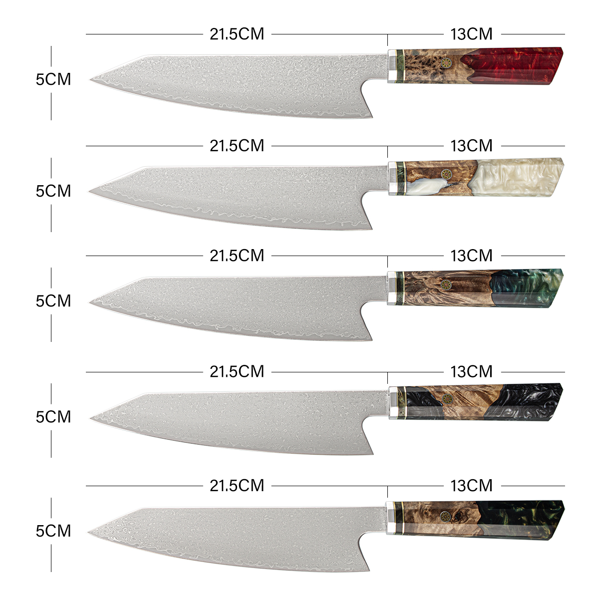 Damascus steel kitchen knife set