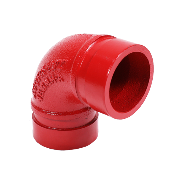 Leyon 90 degree and Tee ductile iron pipe fittings with RAL3000 finishing connection with grooved