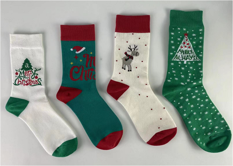 4PK Christmas Valentine Jacquard Cotton Socks men women children