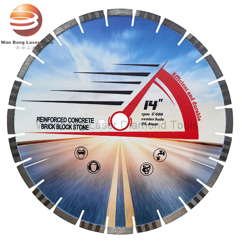 Laser welded Line up turbo array pattern segments diamond saw blade for reinforced concrete