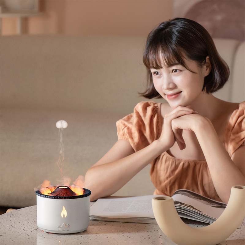 300ml Air Humidifier Jellyfish Volcanic Flame Aroma Essential Oil Diffuser